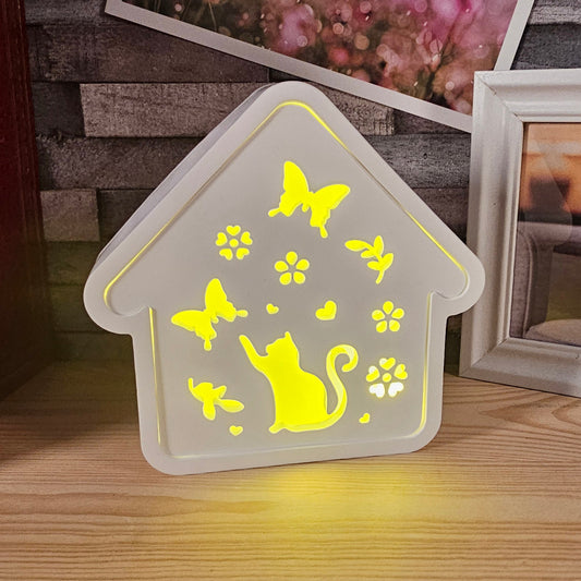 Silikonform: Katzenhaus zum Beleuchten