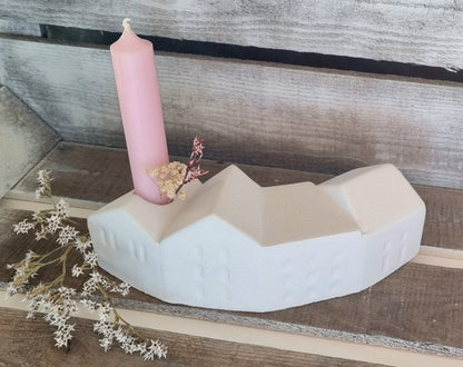 Häuserleiste Adventskranz für Stabkerzen